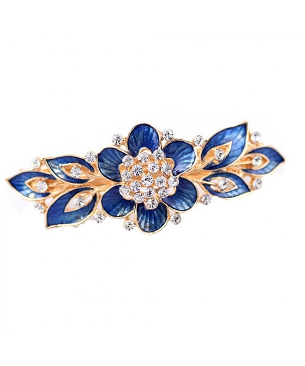 YAZILIND Gold Plated Bridal Hair Accessory Shinning Hair Barrette for Women Clips Hair Hairpins-Blue - CB183QUHKE0