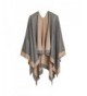 Cardigan Poncho Cape: Women Elegant Cardigan Shawl Wrap Sweater Coat for Winter - Light Gray Beige - CS18775ZYAO