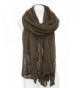 Terra Nomad Women's Wool Blend Long Crochet Style Scarf Shawl Shoulder Wrap - Dark Olive Green - CS12NBY78EO