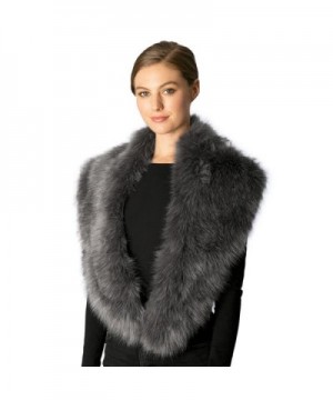 Fashion 21 Women's Luxury Faux Fur Fashion Trendy Warm Long Scarf Shawl Wrap - With Slit - Grey - CJ185QERG6T