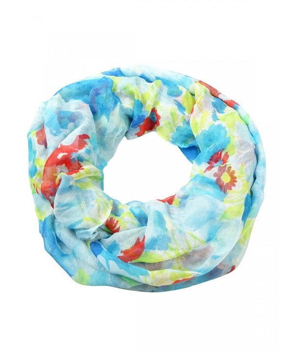 Cejon Women's Multi Floral Infinity Scarf - Denim - CF126VJDDYZ