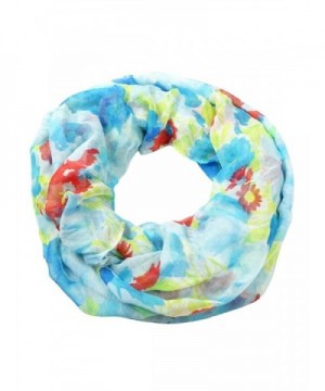 Cejon Women's Multi Floral Infinity Scarf - Denim - CF126VJDDYZ