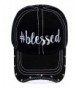 Spirit Caps Embroidered Blessed Black Torn bill Look Cap Hat W/Stones - CJ1855ZY0UL