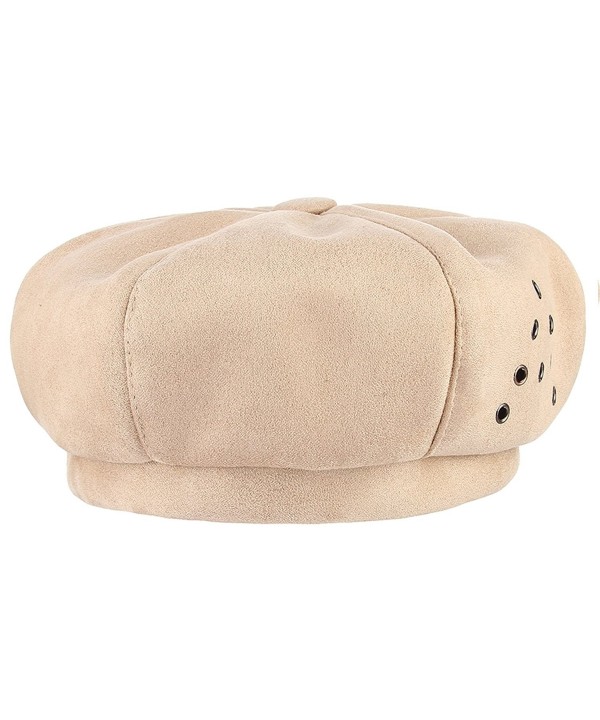 Jelord Women Winter Faux Suede Newsboy Cabbie Painter Cap - Beige - CH187LMI8NX