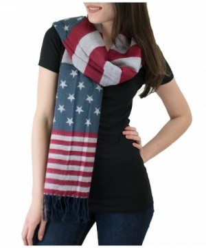 Stars & Stripes Fringe End Blanket Scarf - Navy/Red - CT1254536IP