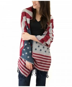 Modadorn Stars Stripes Fringe Blanket in Fashion Scarves