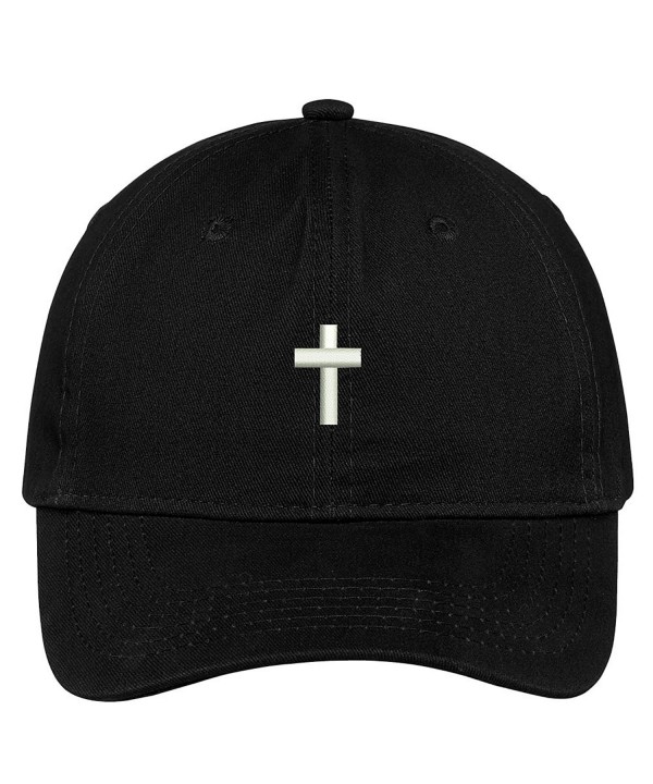 Trendy Apparel Shop Cross Embroidered Low Profile Soft Cotton Brushed Baseball Cap - Black - CX17XWGH7MH