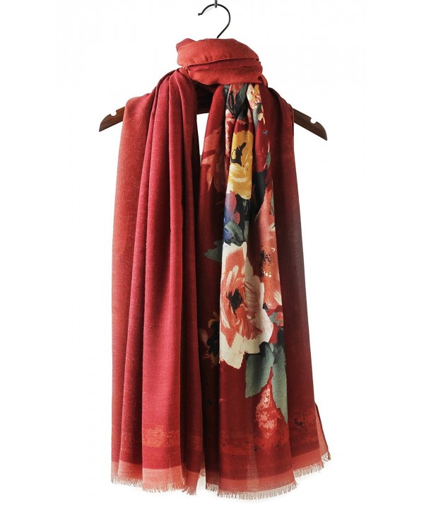 Cindy & Wendy Womens Large Soft Cashmere Feel Pashmina Shawls Wraps Winter Scarf (DBH-RED) - CM188QZD9HI