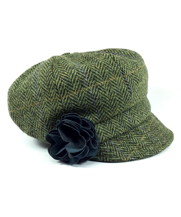 Women's Newsboy Cap 100% Wool Irish Made - Green - CW11PN1LJUX