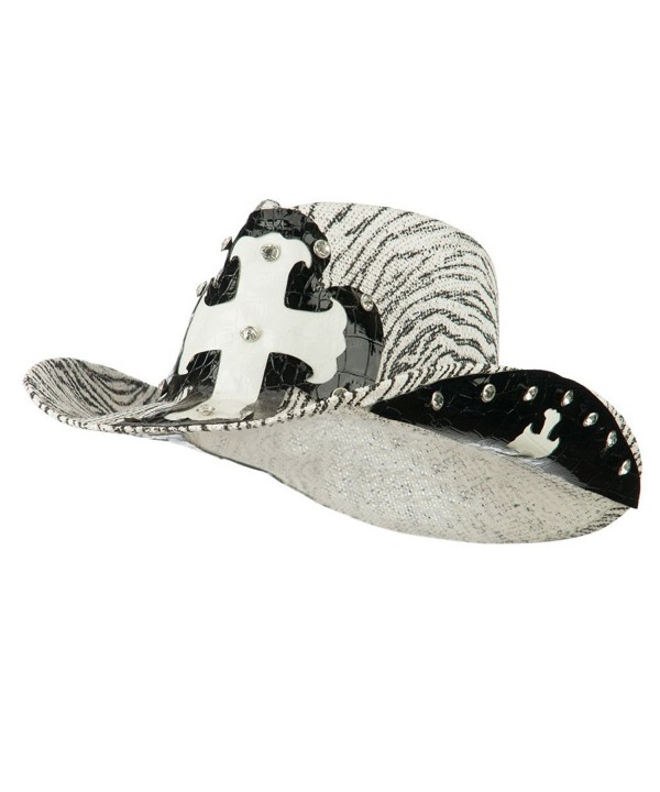 Zebra Cross Decal Cowboy Hat - White - CI11VSYEKYV