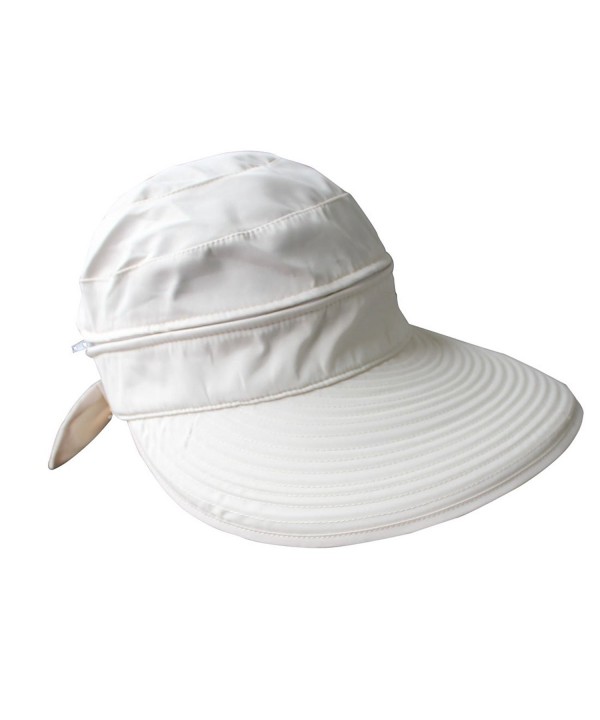 Women's Anti-UV Lightweight Sun hat Wide Brim 2in1 Visor Tennis Golf Hats - Khaki - CR17YXD5OGI