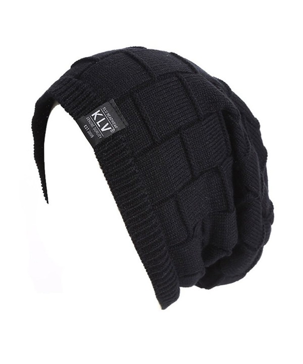 KLV Womens Mens Slouch Beanie Outdoor Ski Skull Cap Unisex Warm Knitted Hat - Black - CK12M7XCGBZ