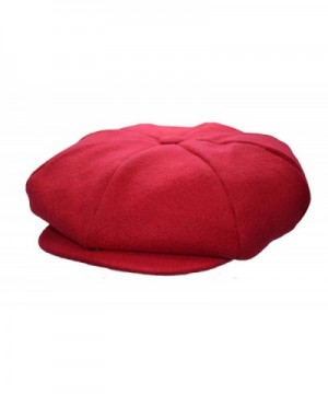 Emstate Mens Melton Wool 8 Panel Applejack newsboy Baker Boy Cap Made In USA Various Colors - Red - C71267ZUPM1