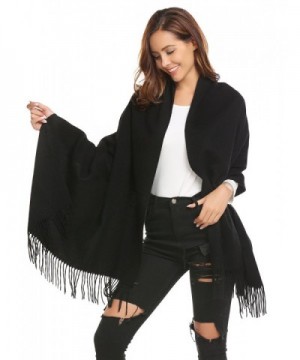 Chigant Women Cashmere Scarf Wraps Shawls with Tassel Soft Warm Wraps Scarves Oversize 35.4 X 28.3 inch - Black - C5186ZWCSM4