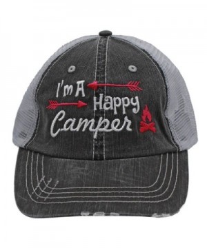 Hot Pink I'm am A Happy Camper Women Embroidered Trucker Style Cap Hat Rocks any Outfit - C91838UK5SM