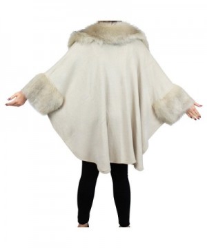 Luxurious Trimmed Front Asymmetrical Beige in Wraps & Pashminas