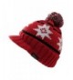 YUTRO Winter Wool Knitted Visor Ski Beanie Hat for Men/Women One Size - Red - CN11KDI687F