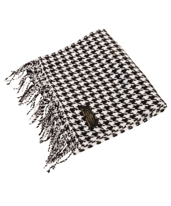 SilverHooks Soft & Warm Pattern Cashmere Scarf w/ Gift Box - Black/White Houndstooth - C511DMZJAO3