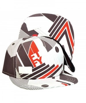 Flat Fitty Geometric Snapback Cap- Grey White Red - C811F0AVJNN