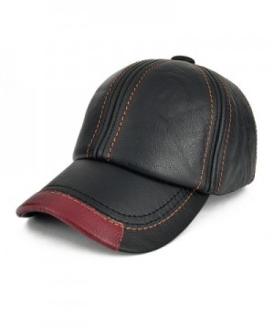 VOBOOM Cool Baseball Cap Adjustable Cowhide Leather Ball Cap Hat 119 - Black - C117YY2LL5Q