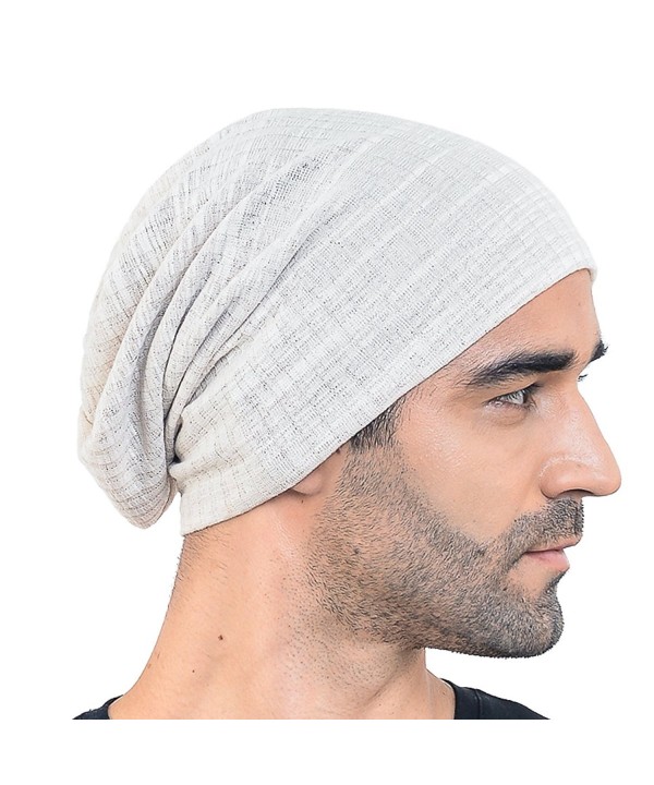 Men Slouch Hollow Beanie Thin Summer Cap Skullcap B018h - Cream - CT121EHGVRZ