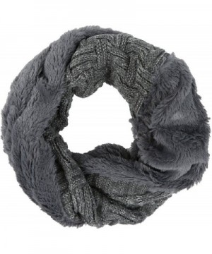 Sakkas Dalien Short Length Two Sided Faux Fur Ribbed Cable Knit Infinity Scarf - Grey - CW12MX8MN1F