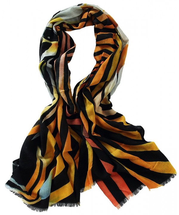 Veniroc Women Cashmere Scarf Hand Painted Artistic Scarves Lightweight Shawl Wraps - Stripe - CV12NGC2EV5