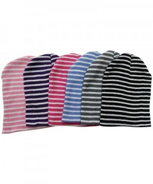 6 Hats excell Women's Fashion Striped Winter Beanie Hats - CY11N2AYW6T