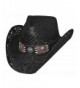 Bullhide "Pure Country" Toyo Straw w/ Leather Hatband and Conchos - Black - CF11CKPU4BF