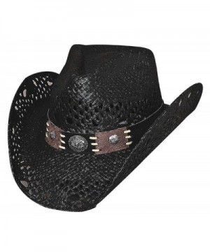 Bullhide "Pure Country" Toyo Straw w/ Leather Hatband and Conchos - Black - CF11CKPU4BF