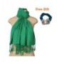 Elegant Pashmina Silk Blend Soft Wrap Scarf Shawl For Women - Solid Colors " FREE GIFT " - Dark Green - C21852EWYG8