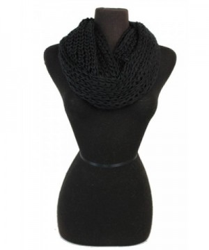 Women Crochet Softness Infinity Scarf Wrap for Winter - Black - C71281XXLCD
