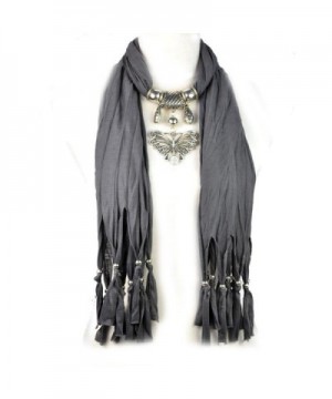 Huan Xun Vintage Butterfly Pendant Jewery Necklace Scarfs - M Dark Grey - CO11PQA6135