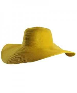 Women Summer Floppy Derby Wide Large Big Brim Beach Straw Sun UV Cap Hat Visor - Yellow - CN12D3O1UVT