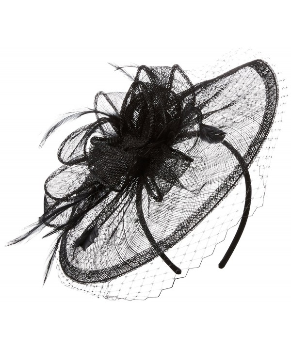 San Diego Hat Company Women's Fasninator Hat with Curled Bow and Feathers - Black - CA126VCLAT1