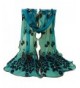 Rumas Women Peacock Flower Embroidered Scarf Long Soft Wrap Shawl - Green - CI12MO8KO6R