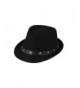 Dantiya Mens Roll Brim Wool Felt Jazz Hat Cap with Skull Belt - Black - CV12NG0RMZZ