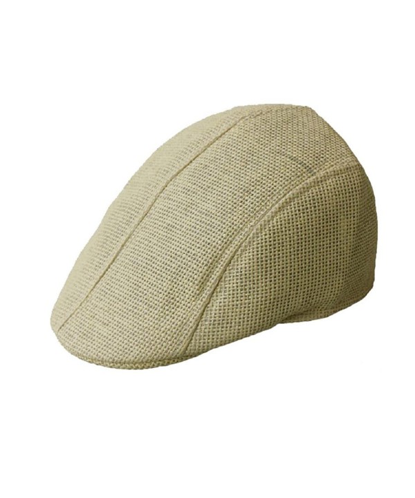 TONSEE Mens Women Vintage Beret Cap Newsboy Flax Sunscreen Hat - Khaki - CA12KZUSXTB
