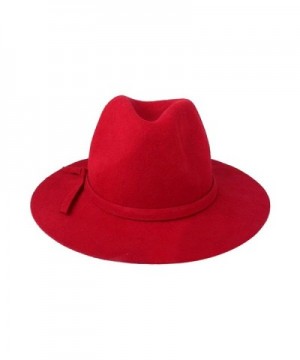 ACVIP Women Wool Fedora Solid - Red - C211Q753AA9