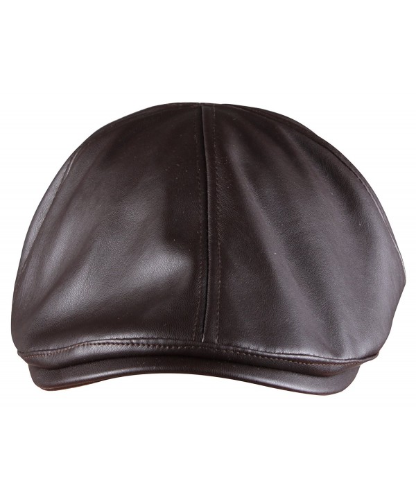 ORSKY PU leather Newsboy Cap for Men Flat Hat Cabby Cap Driving Cap Gatsby Cap - Brown - CZ12NAAAC04