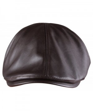 ORSKY PU leather Newsboy Cap for Men Flat Hat Cabby Cap Driving Cap Gatsby Cap - Brown - CZ12NAAAC04