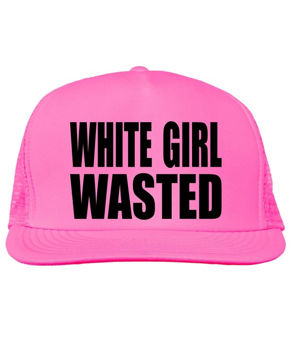 White Girl Wasted Bright neon truckers mesh snap back hat in 6 Bright Colors - Neon Pink - CK11MJC54HX