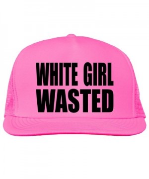 White Girl Wasted Bright neon truckers mesh snap back hat in 6 Bright Colors - Neon Pink - CK11MJC54HX