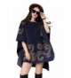 Saikey Womes Poncho Shawl Wraps Pullovers Jacquard Cape Plus Size Sweater Batwing Coat Cloak - Navy Blue - CX12N2SUSP5