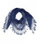 Falari Women Lace Scarf Triangle With Fringes Polyester 70" x 22" - Navy - CT17YH49N08