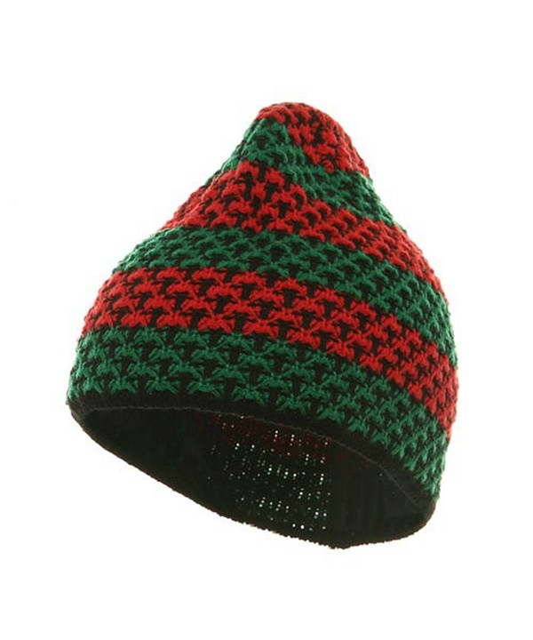 Hand Crocheted Beanie (03) - Green Red - CE111C6HU9R