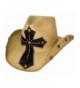 Bullhide "No Mercy" Panama Straw Western Hat with Leather Cross and Studded Brim - Pecan - CR116PAXMY1