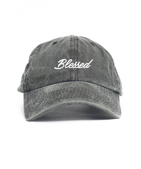 Blessed Cursive Unstructured Dad Hat New - Black Denim - CI12NRWGZDM