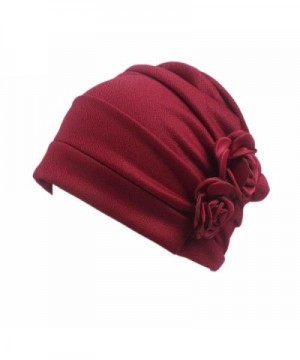 Highpot Women Flowers Head Cap Chemo Beanie Cancer Hat Scarf Turban Wrap Cap - Red - CO184S9HR7Q