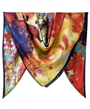 100% Silk Vintage Elegant 40 Inches Female Twill Square Scarf - Pale Carmine Landscape - C1188XWCND9